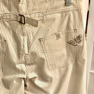 COP.COPINE off white with tiny brown pinstripes. A few butterfly’s on them Sz 38